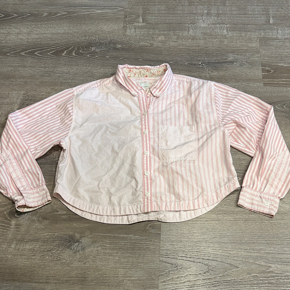 American Eagle Pink Floral and Striped Shirt